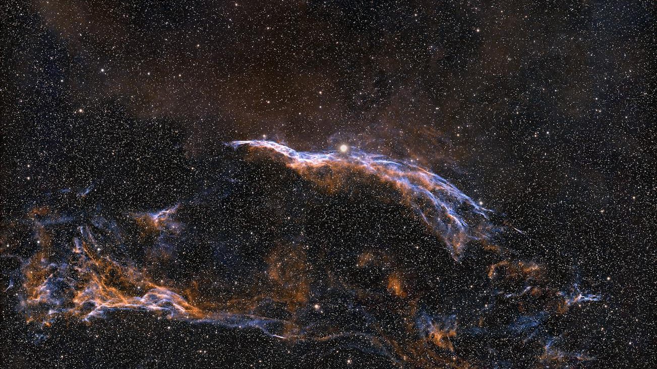 stunning view of the veil nebula in outer space